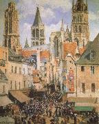 Camille Pissarro The Old Market-Place in Rouen and the Rue de I-Epicerie oil painting on canvas